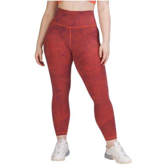 Lululemon Wunder Train High-Rise Tight 25" Crackle Glaze Vintage Orange, Size 8 - Picture 2 of 10
